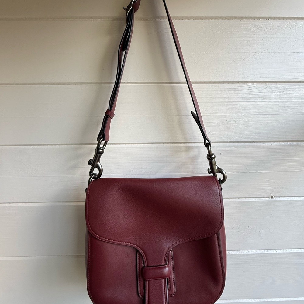 Coach x Rodarte Leather Crossbody Saddle Bag in Oxblood
